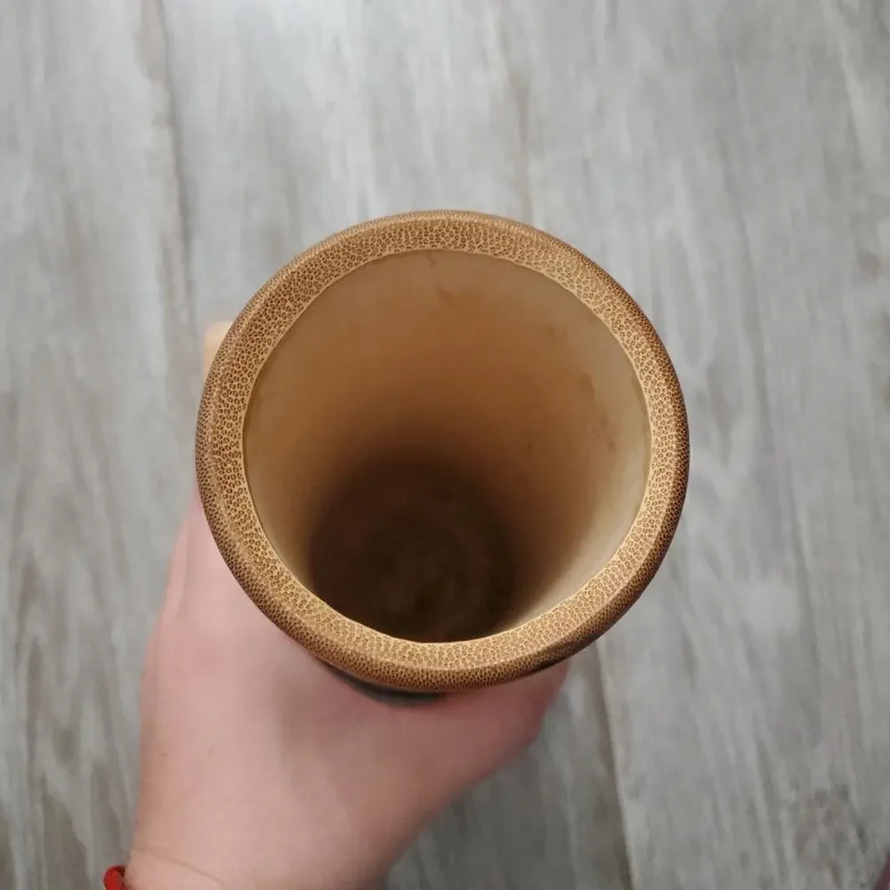 Vintage Bamboo Vase Wood Rustic Decor